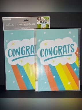 Hallmark Lot of 2 Jumbo Greeting Congrats Weather Resistant Yard Sign Card Stake